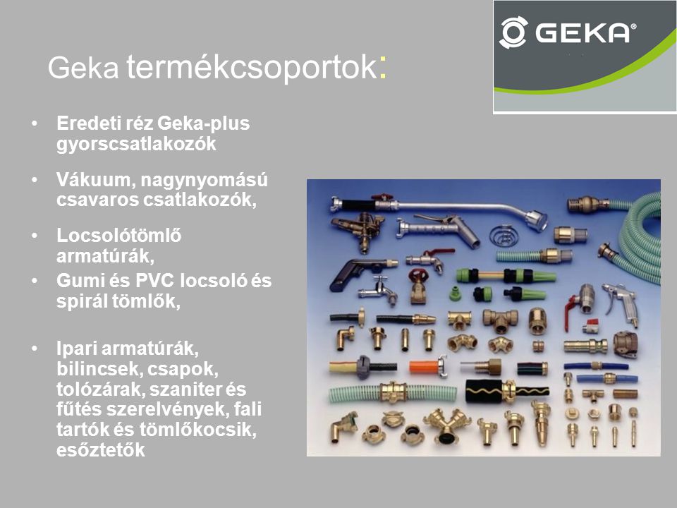 Geka termékcsoportok: