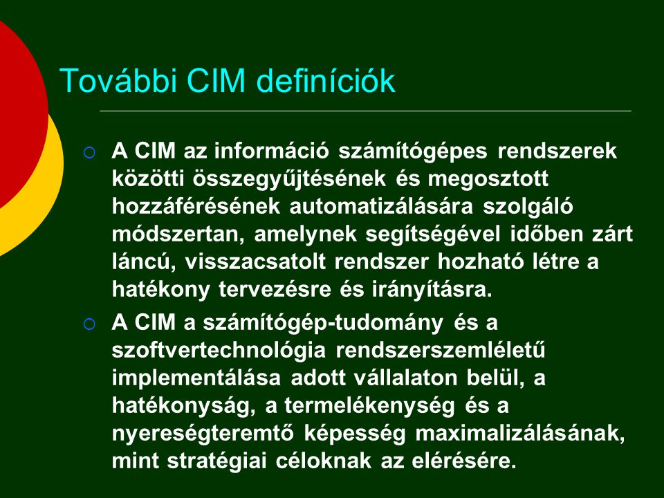További CIM definíciók