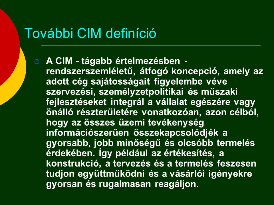 További CIM definíció