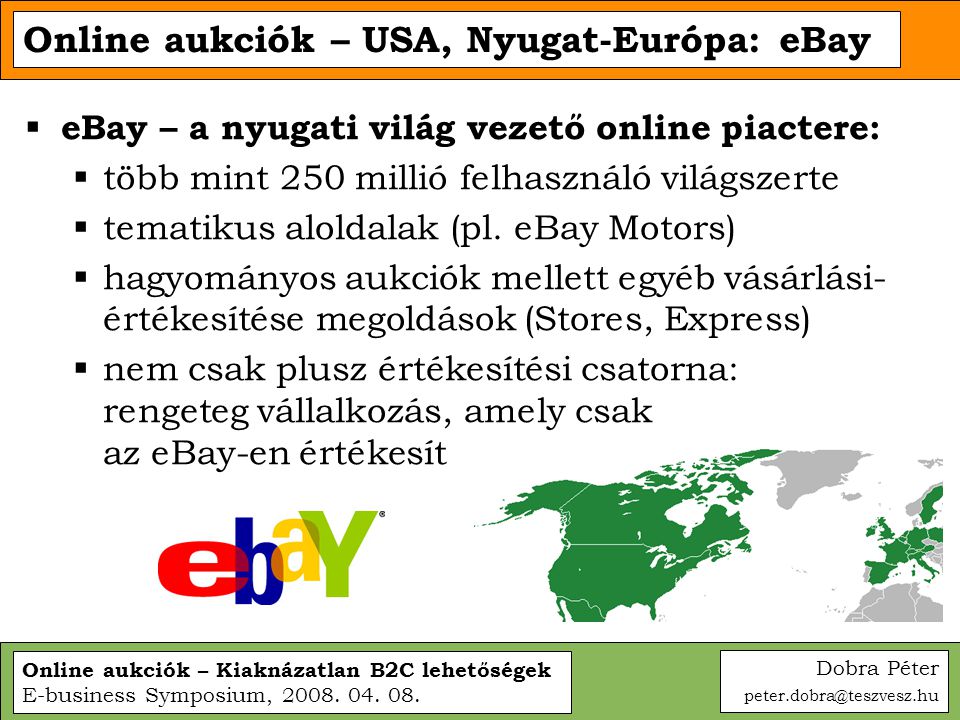 Online aukciók – USA, Nyugat-Európa: eBay