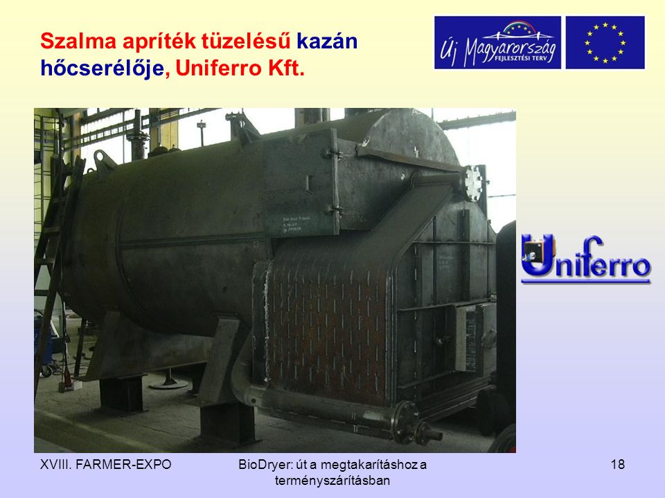 Szalma apríték tüzelésű kazán hőcserélője, Uniferro Kft.