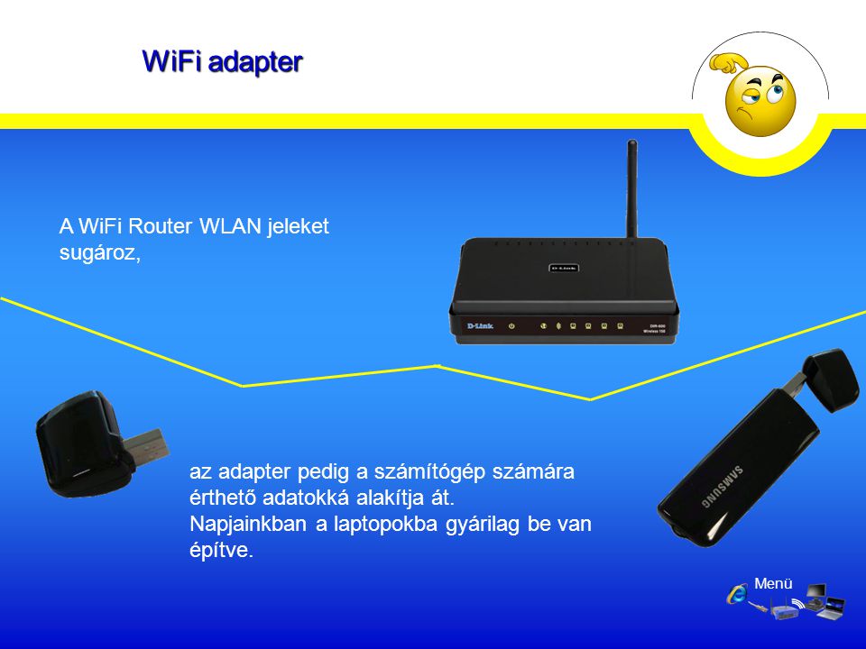 WiFi adapter A WiFi Router WLAN jeleket sugároz,
