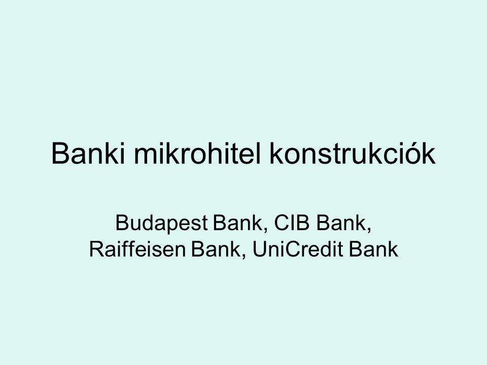 Banki mikrohitel konstrukciók