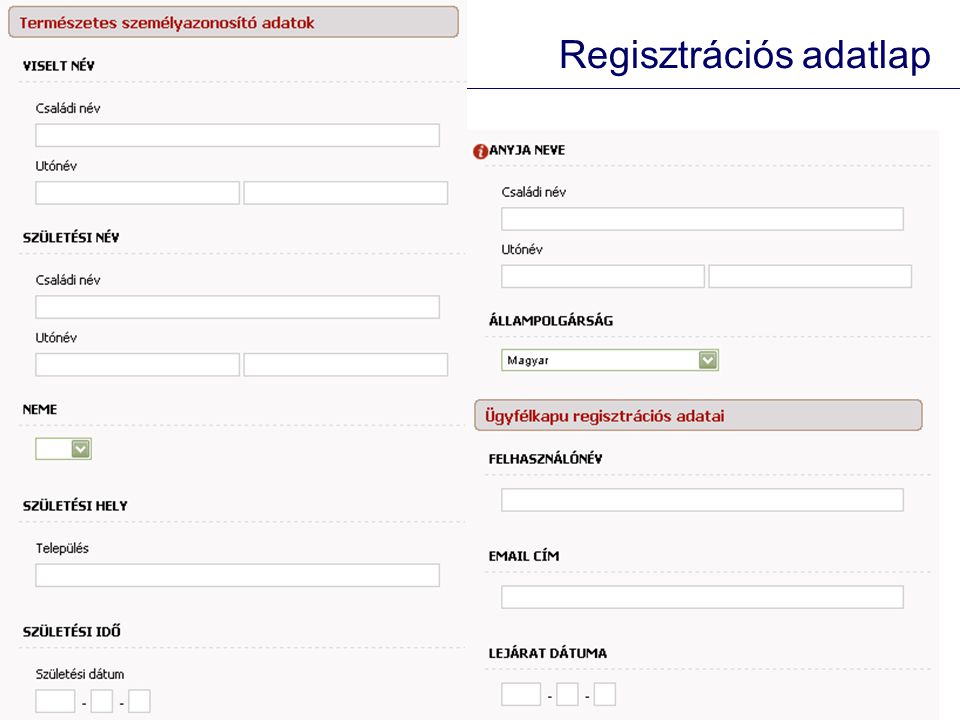 Regisztrációs adatlap