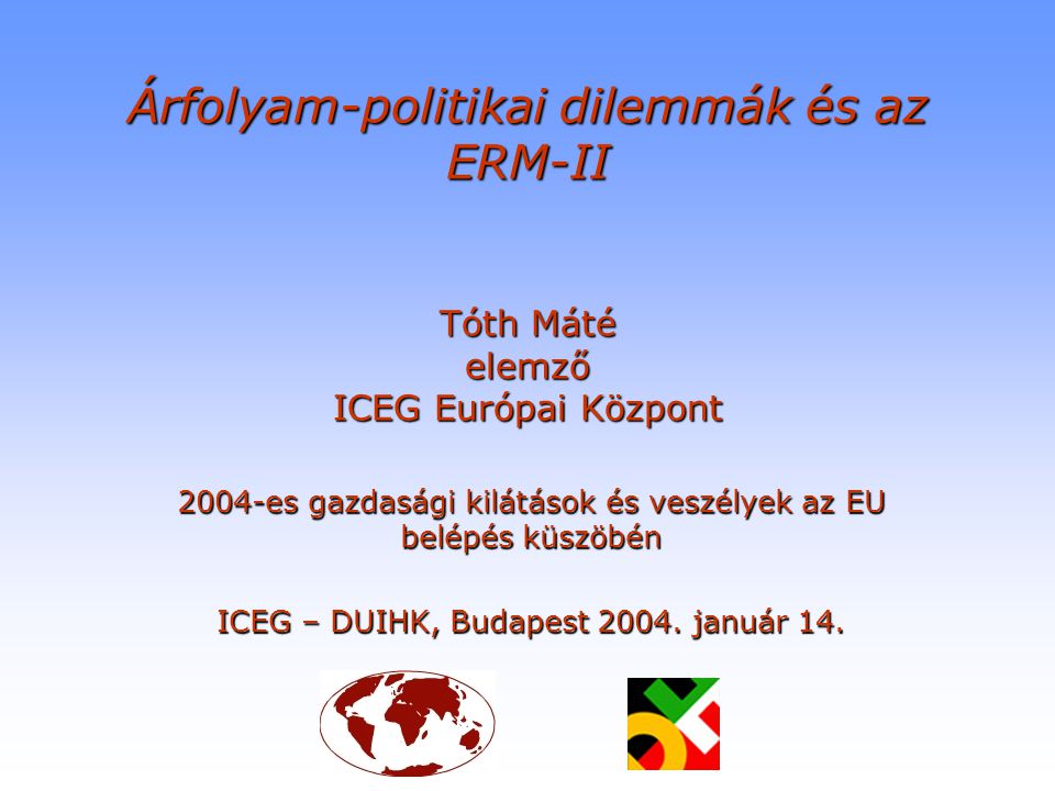 Árfolyam-politikai dilemmák és az ERM-II Tóth Máté elemző ICEG Európai Központ