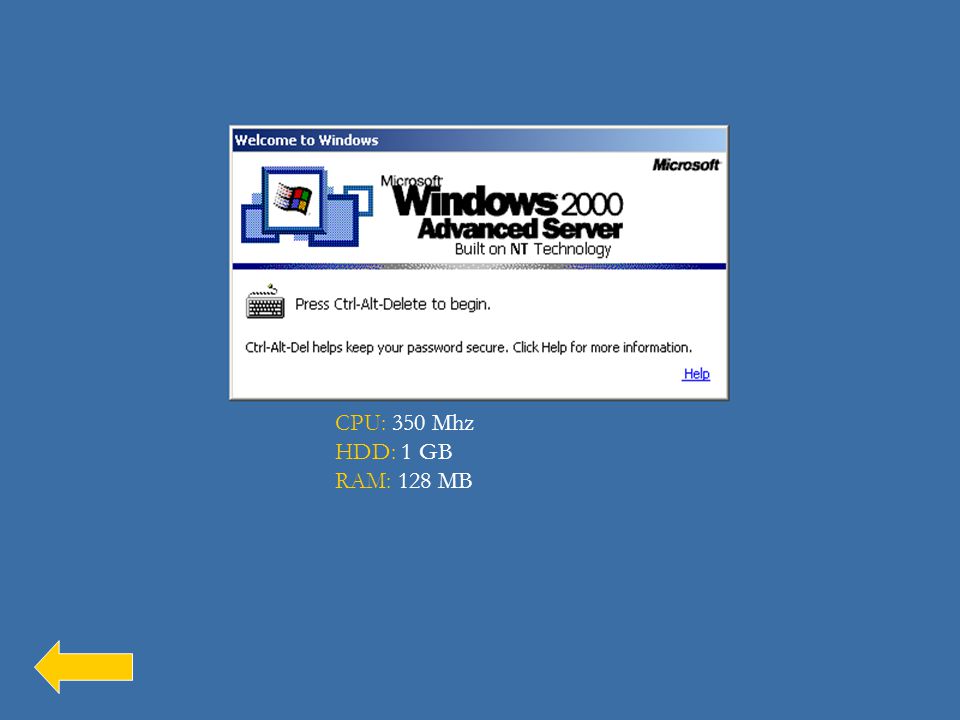 A Windows 2000 hardverigénye: