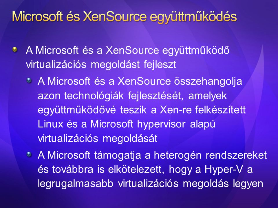 Microsoft és XenSource együttműködés