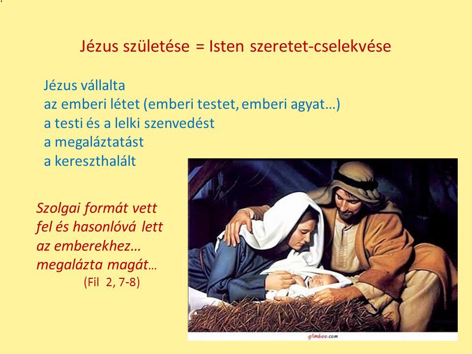 Jézus születése = Isten szeretet-cselekvése