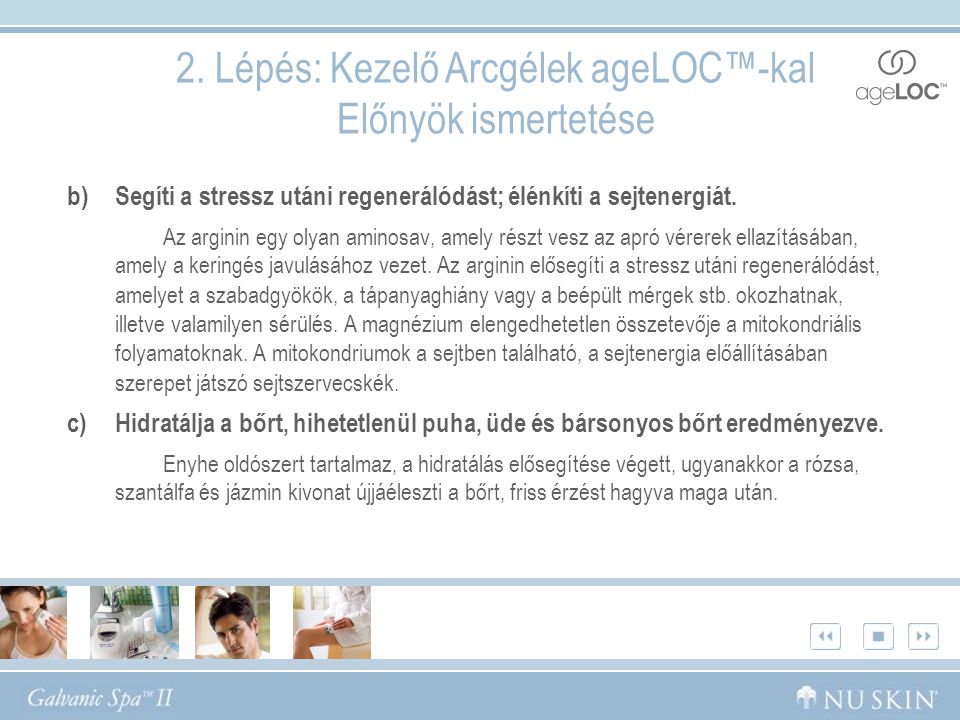 2. Lépés: Kezelő Arcgélek ageLOC™-kal