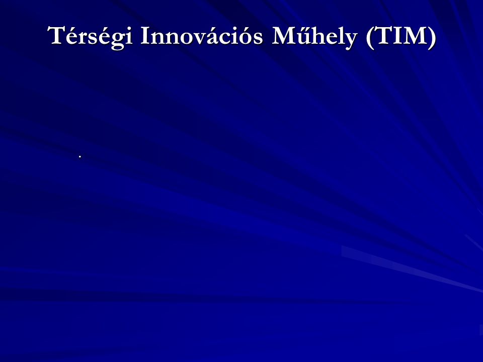 Térségi Innovációs Műhely (TIM)