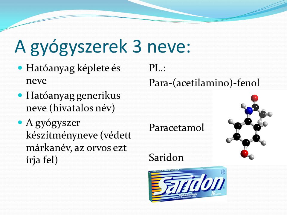 A gyógyszerek 3 neve: Hatóanyag képlete és neve