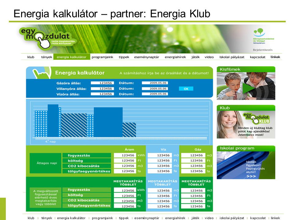Energia kalkulátor – partner: Energia Klub