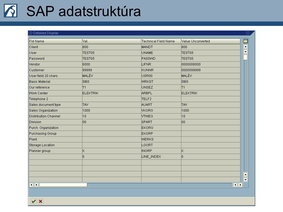 SAP adatstruktúra