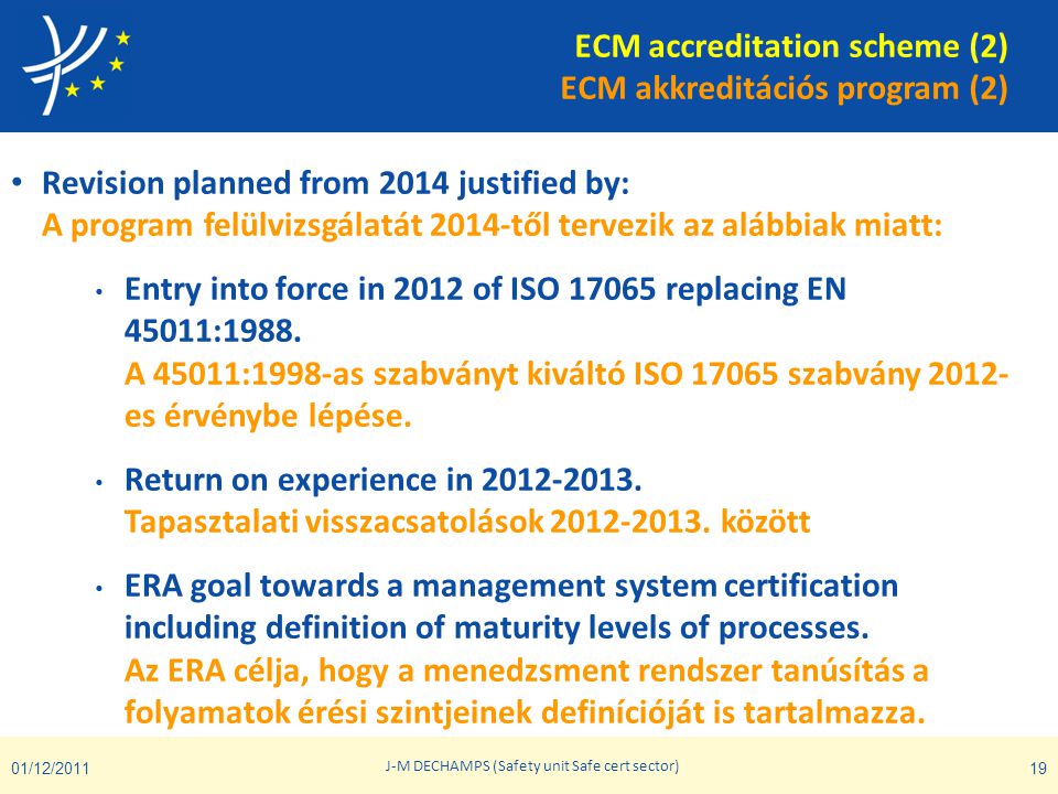 ECM accreditation scheme (2) ECM akkreditációs program (2)