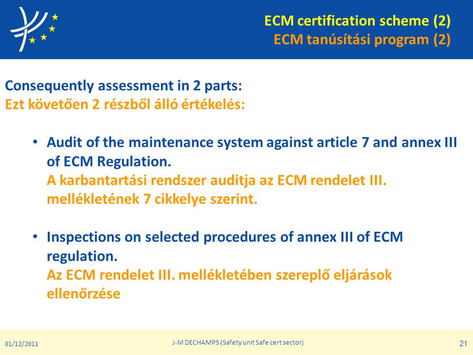 ECM certification scheme (2) ECM tanúsítási program (2)