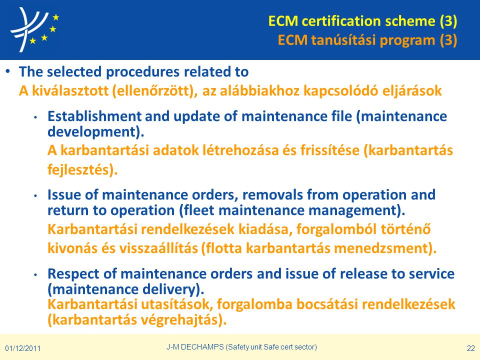 ECM certification scheme (3) ECM tanúsítási program (3)