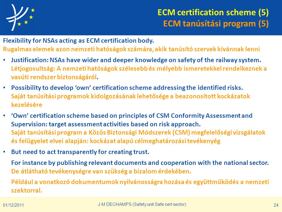 ECM certification scheme (5) ECM tanúsítási program (5)