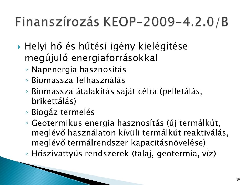 Finanszírozás KEOP /B