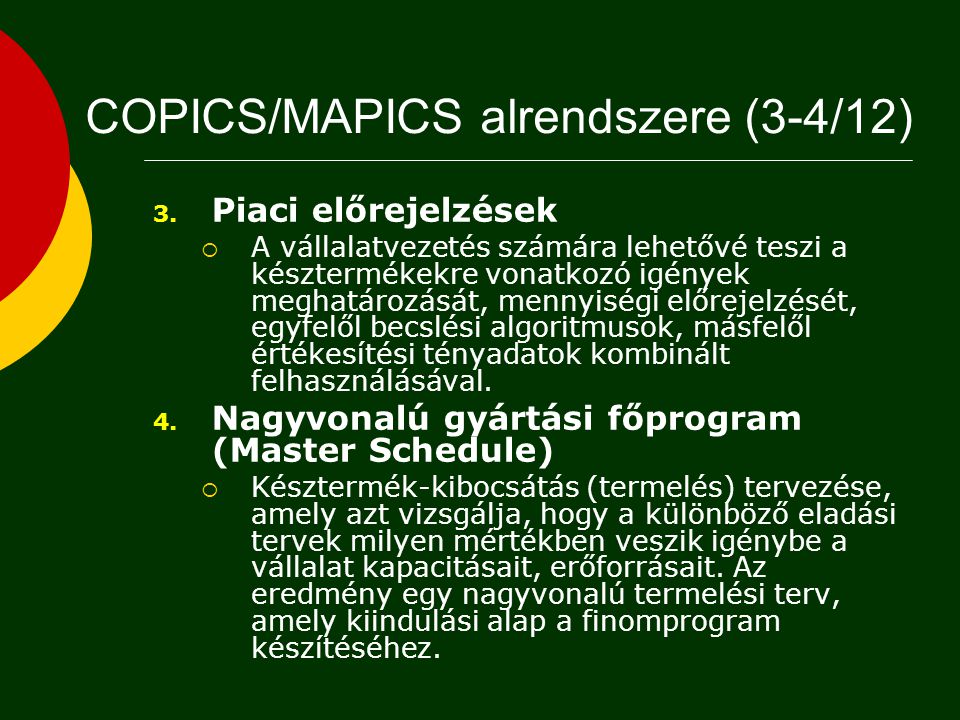COPICS/MAPICS alrendszere (3-4/12)