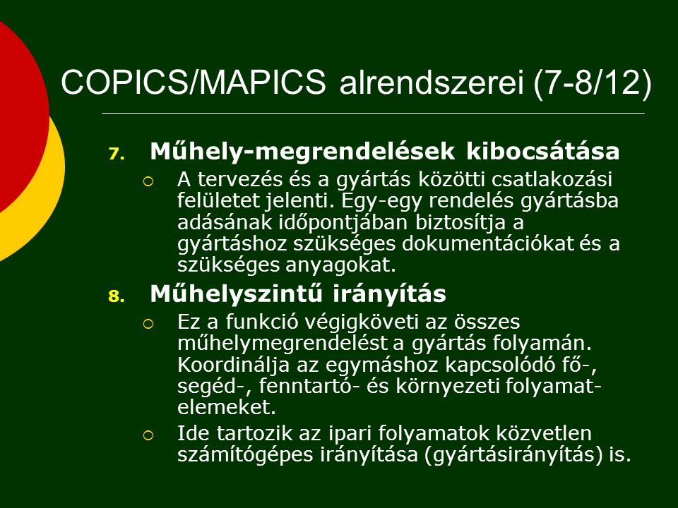 COPICS/MAPICS alrendszerei (7-8/12)