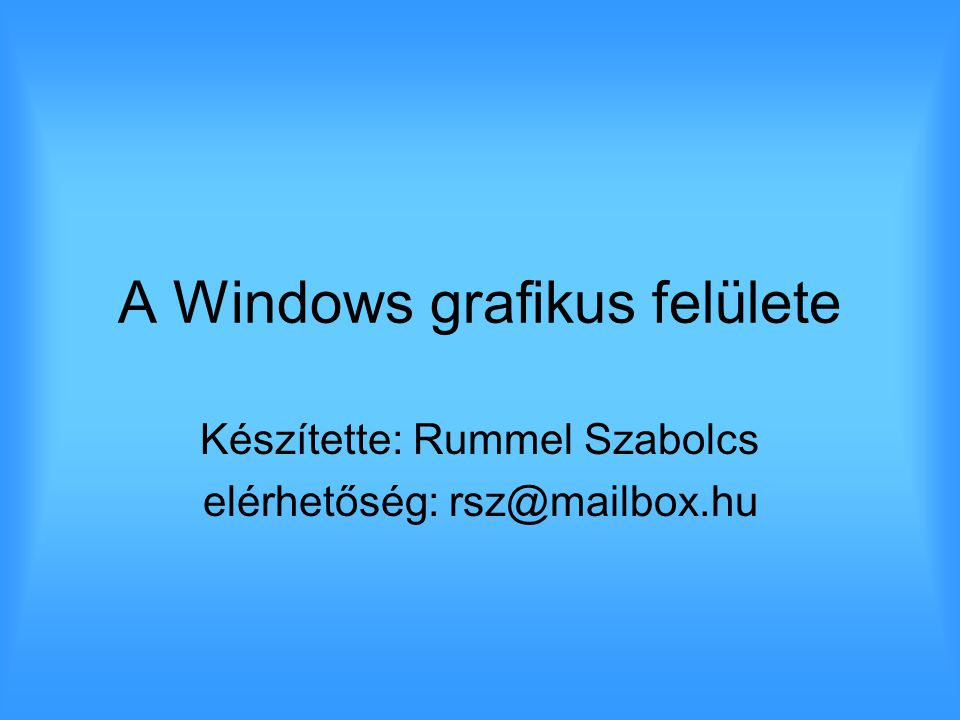 A Windows grafikus felülete