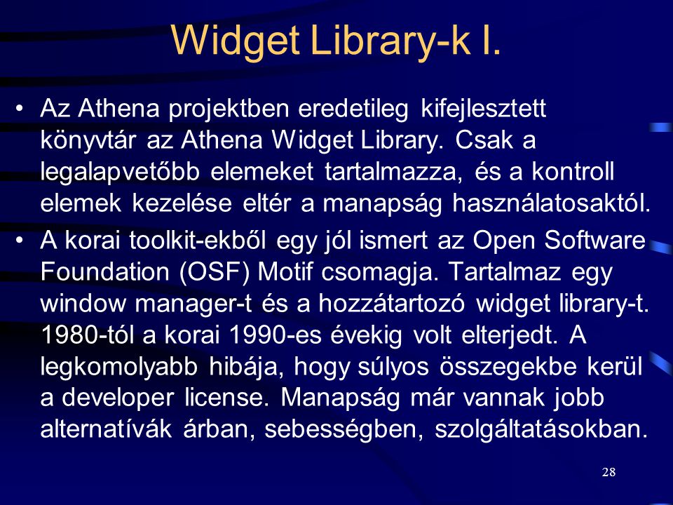 Widget Library-k I.