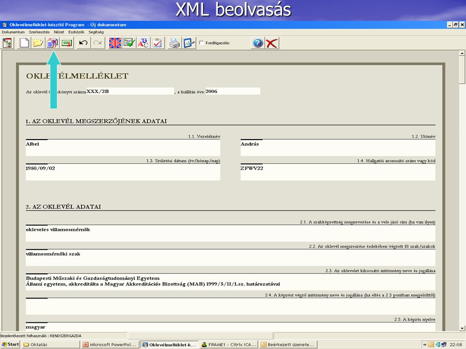 XML beolvasás