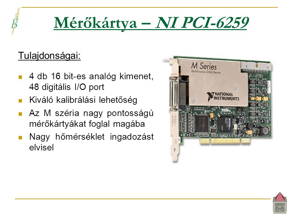 Mérőkártya – NI PCI-6259 Tulajdonságai: