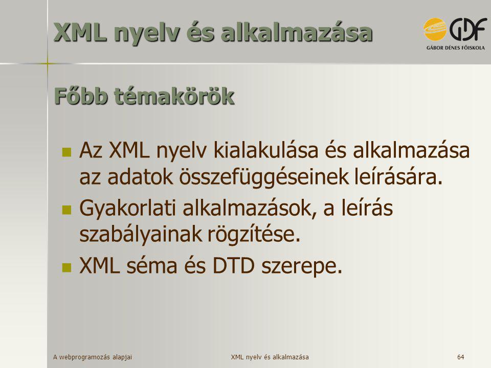 XML nyelv és alkalmazása