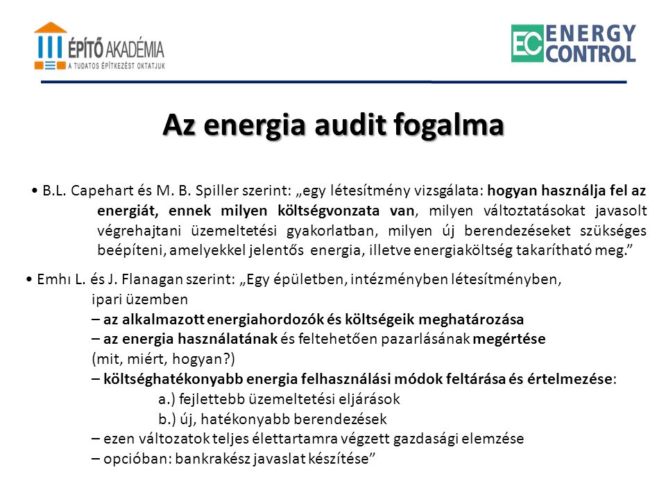 Az energia audit fogalma