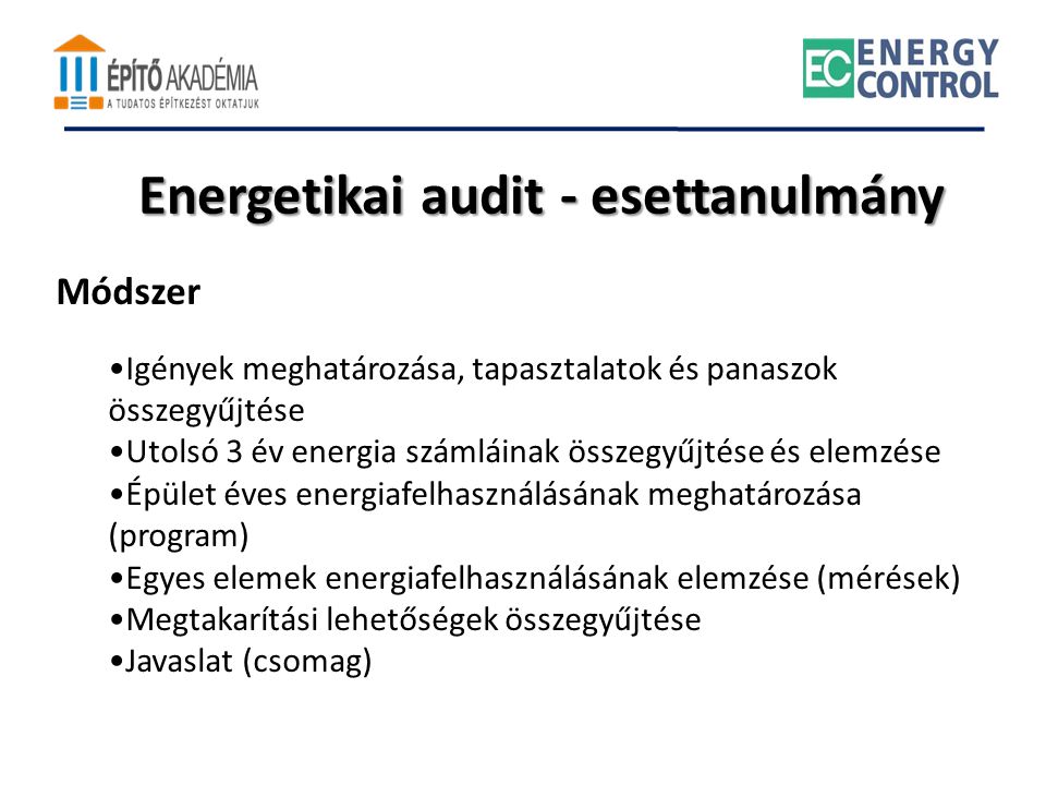 Energetikai audit - esettanulmány