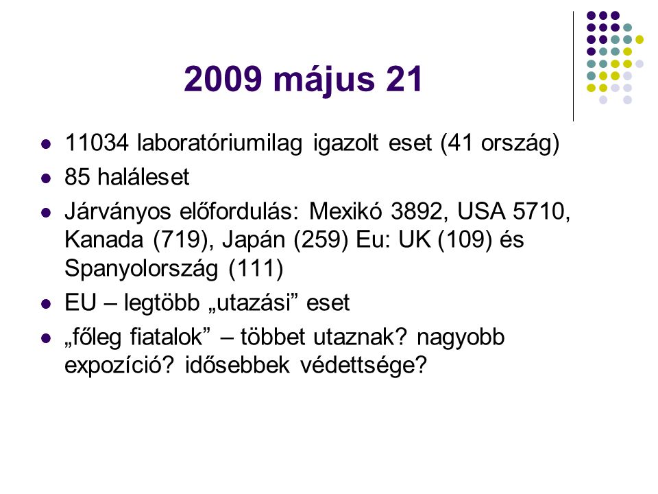 2009 május laboratóriumilag igazolt eset (41 ország)