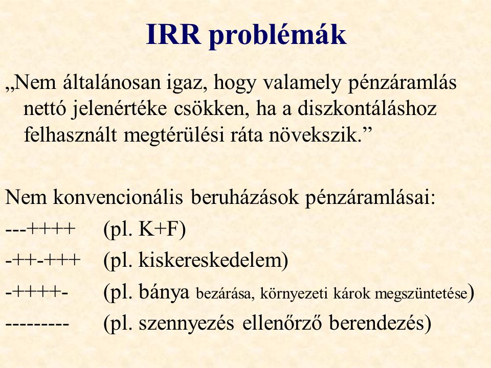 IRR problémák