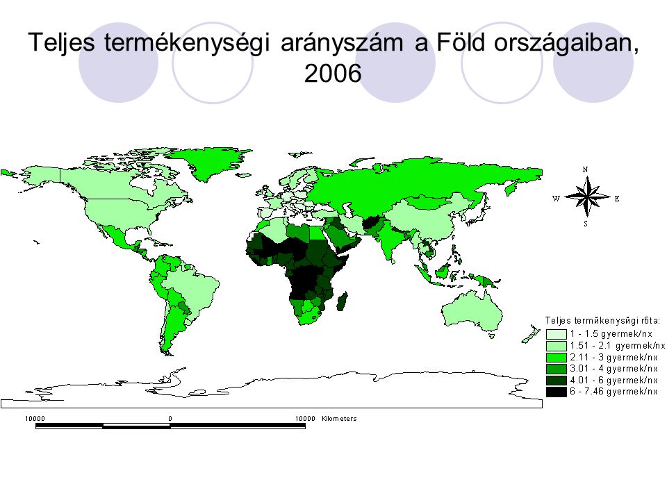 Teljes termékenységi arányszám a Föld országaiban, 2006