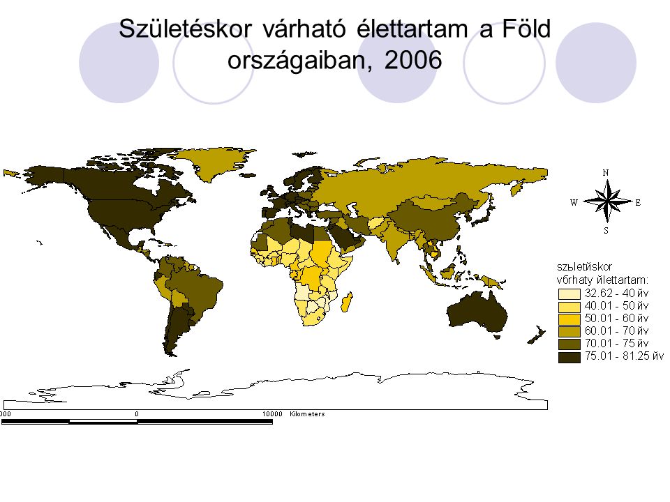 Születéskor várható élettartam a Föld országaiban, 2006
