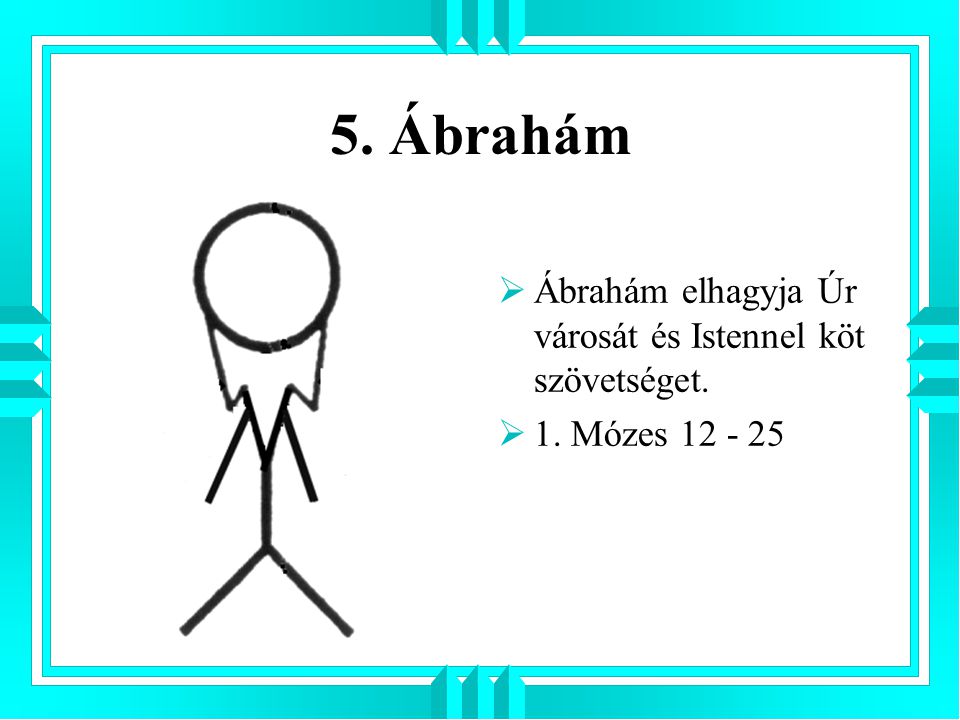 5. Ábrahám Ábrahám elhagyja Úr városát és Istennel köt szövetséget.