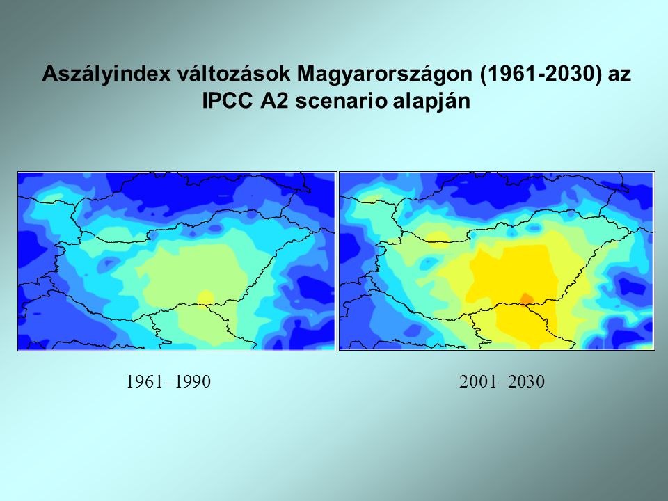 Aszályindex változások Magyarországon ( ) az IPCC A2 scenario alapján