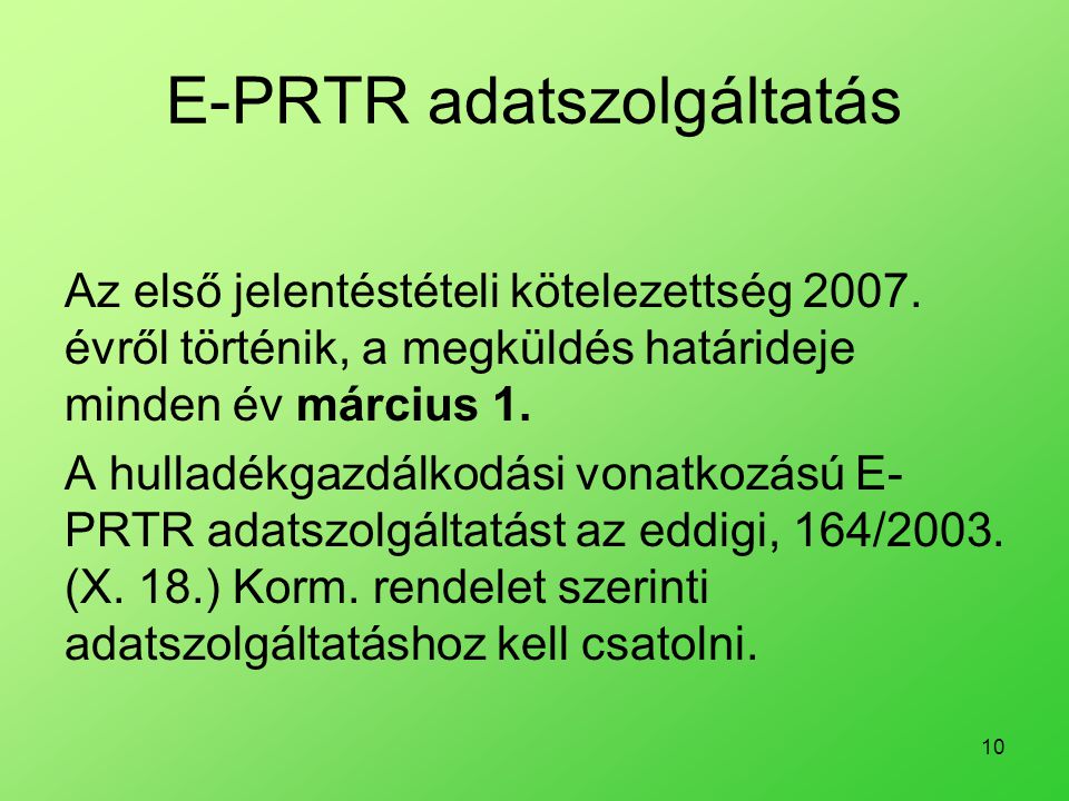 E-PRTR adatszolgáltatás