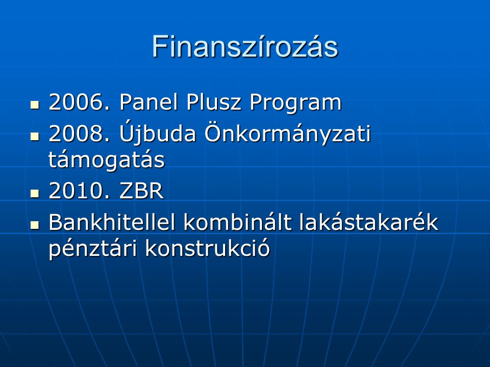 Finanszírozás Panel Plusz Program