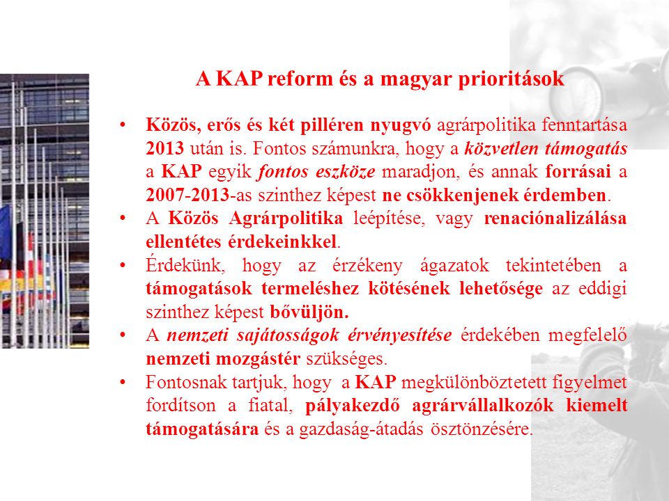 A KAP reform és a magyar prioritások