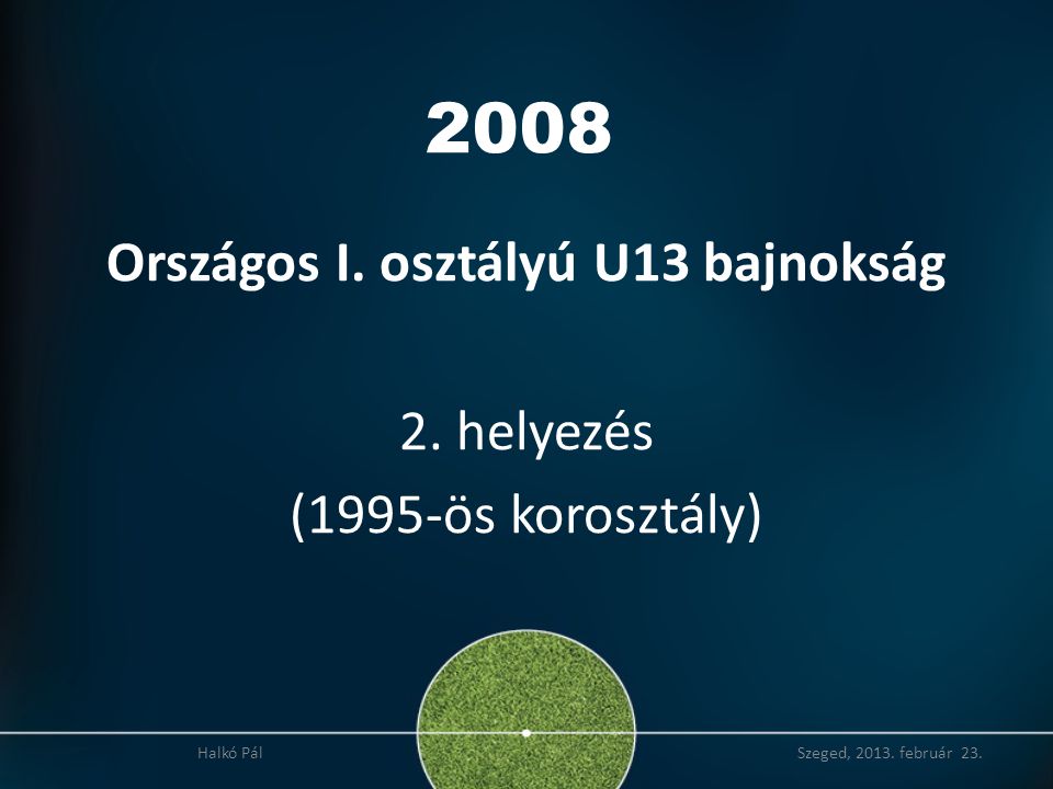 Országos I. osztályú U13 bajnokság 2. helyezés (1995-ös korosztály)