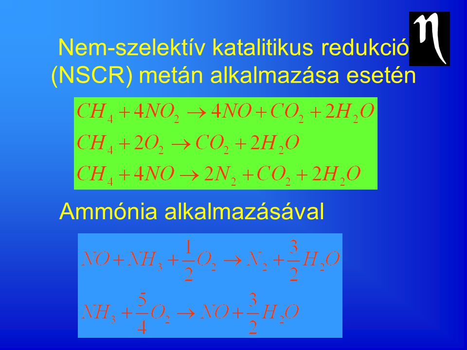 Nem-szelektív katalitikus redukció (NSCR) metán alkalmazása esetén