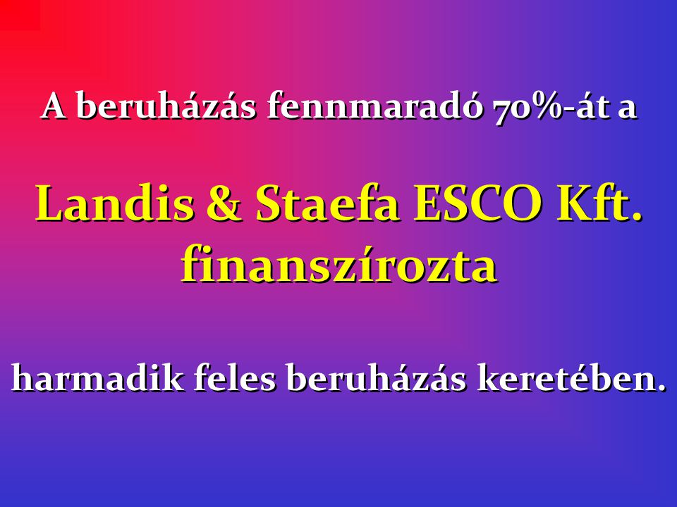 Landis & Staefa ESCO Kft. finanszírozta