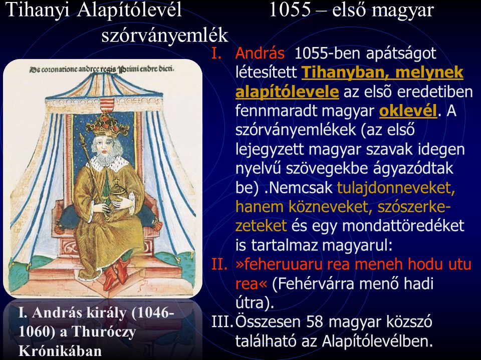Tihanyi Alapítólevél 1055 – első magyar szórványemlék