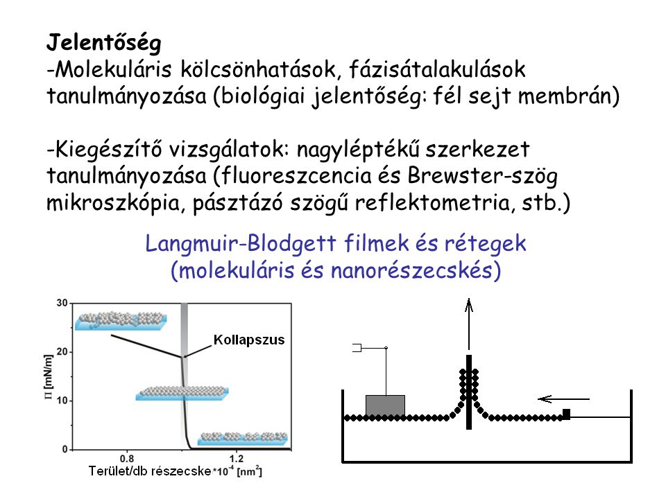 Langmuir-Blodgett filmek és rétegek (molekuláris és nanorészecskés)