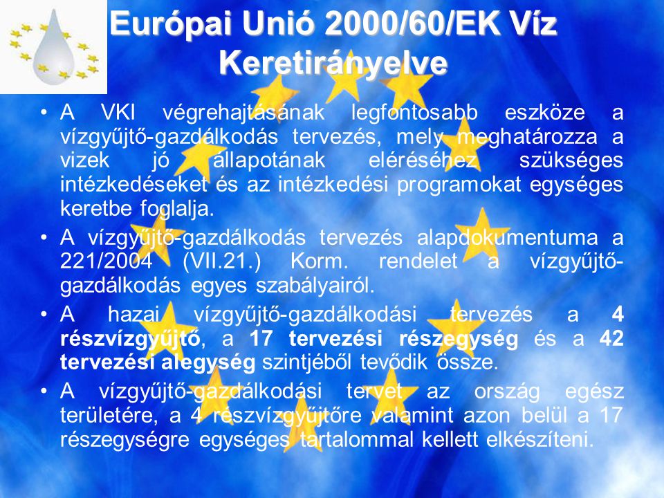 Európai Unió 2000/60/EK Víz Keretirányelve