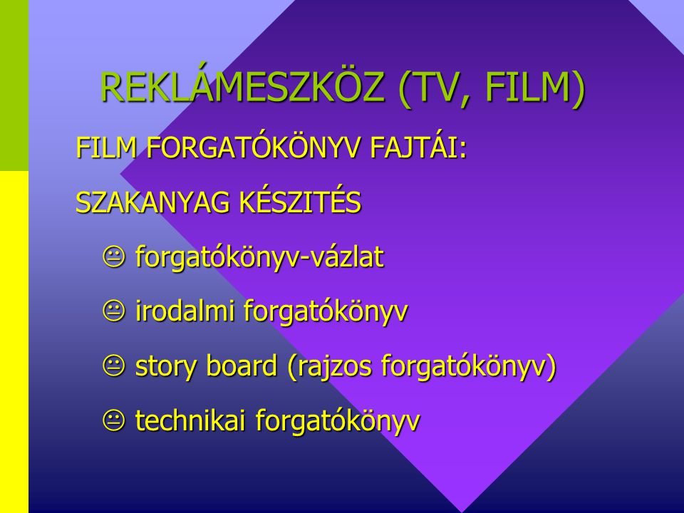 REKLÁMESZKÖZ (TV, FILM)