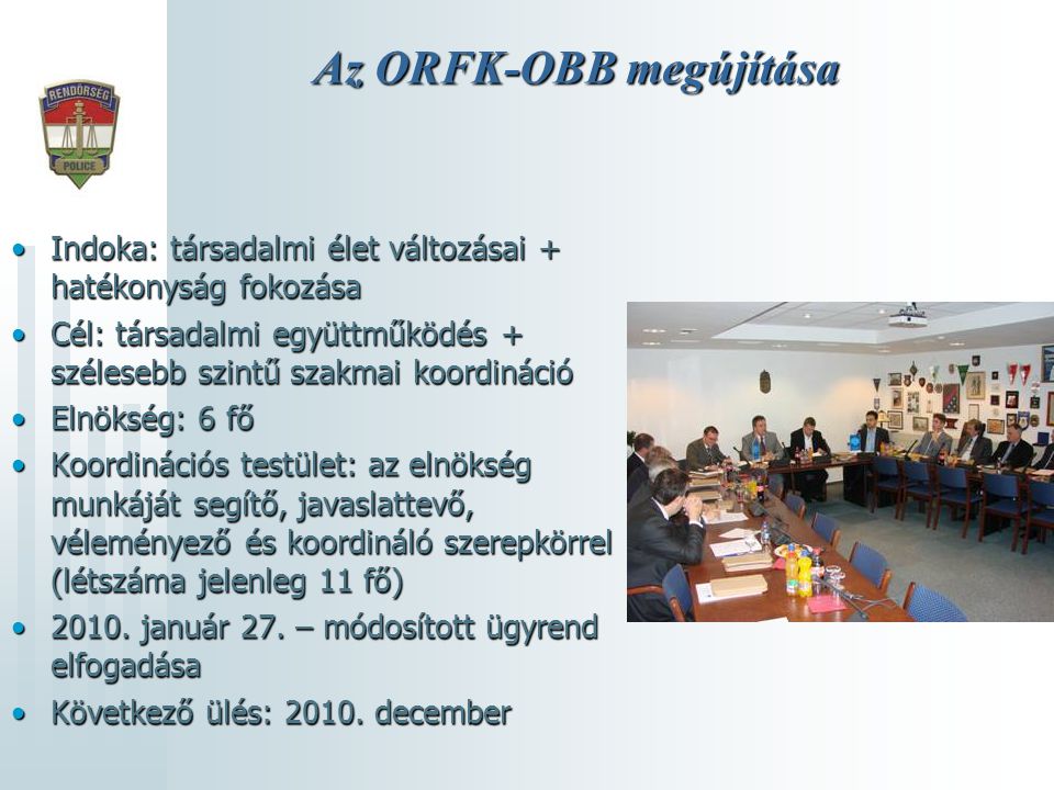 Az ORFK-OBB megújítása