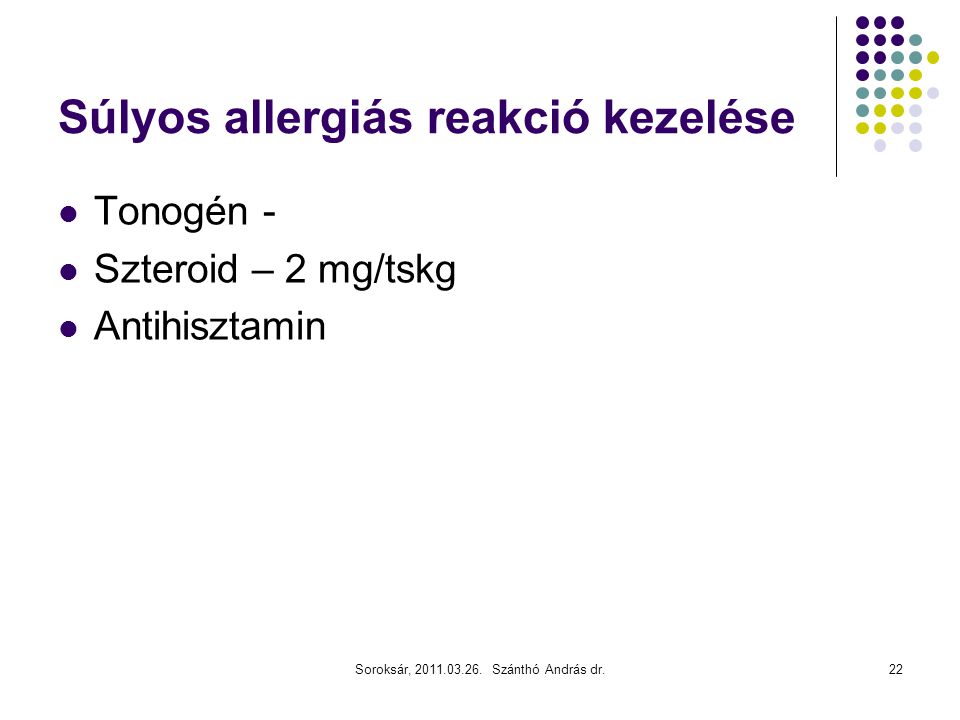 Súlyos allergiás reakció kezelése