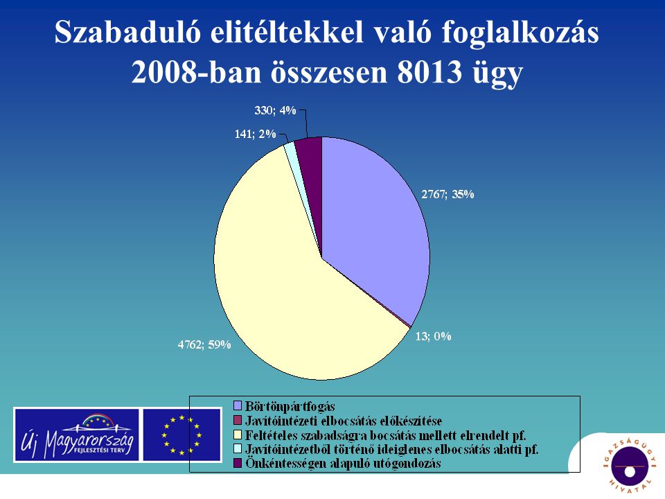 Szabaduló elitéltekkel való foglalkozás 2008-ban összesen 8013 ügy